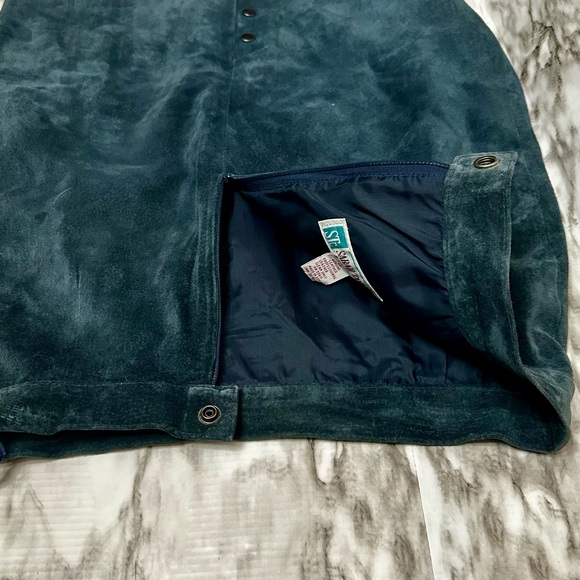 Sarah Taylor Collections 70s 80s Womens Sz 12 Green Suede Skirt Mossy Twilight - Picture 5 of 8